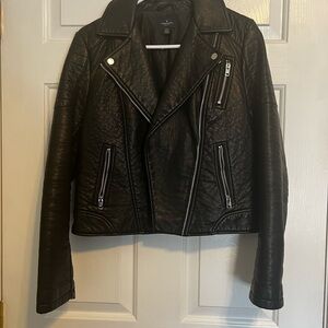 American Eagle Women's Black Faux Leather Jacket
